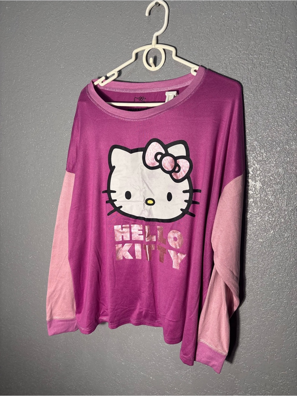 Sanrio Hello Kitty Purple and Light Pink Long Sleeve Graphic Tee